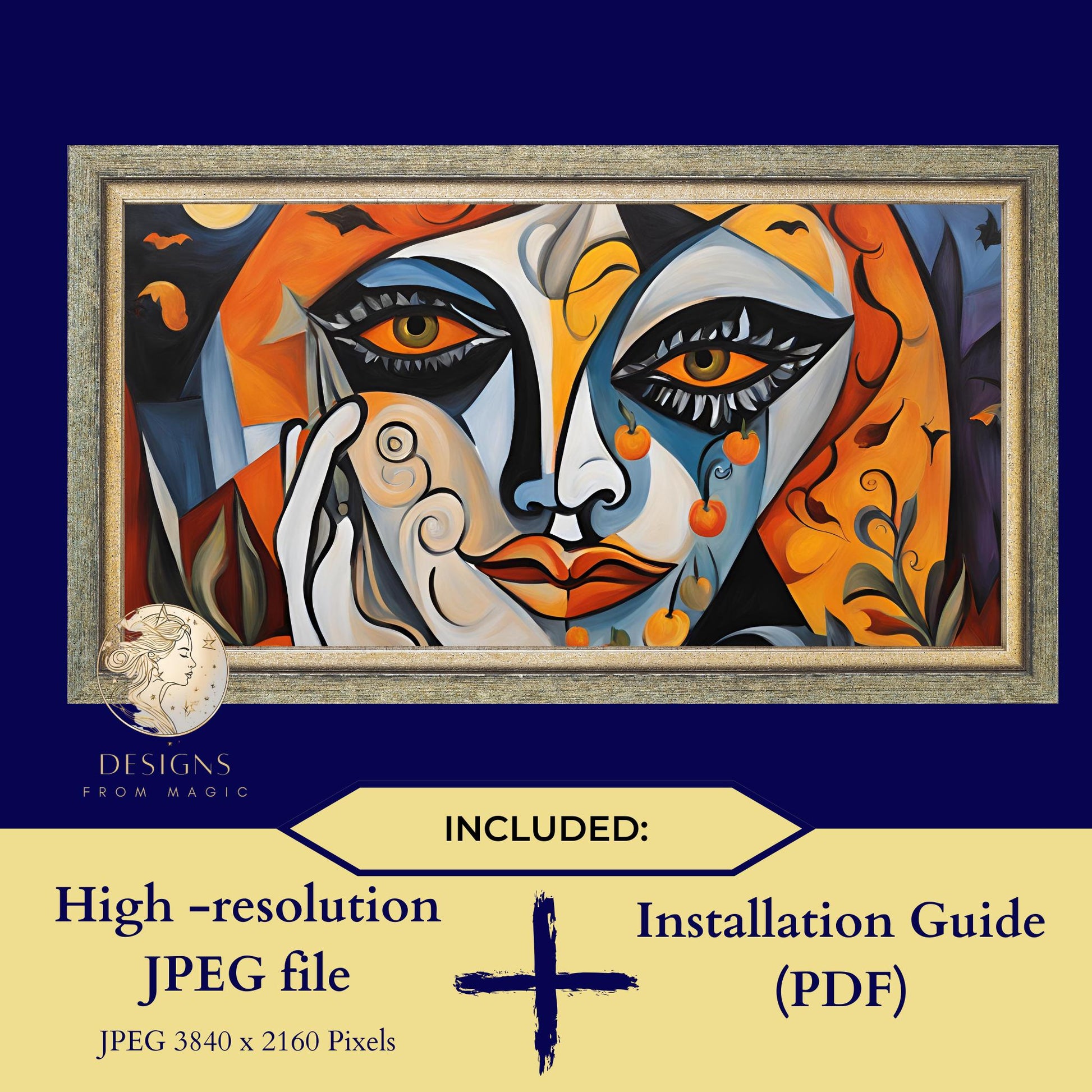 a painting of a woman&#39;s face with the words high resolution installation guide