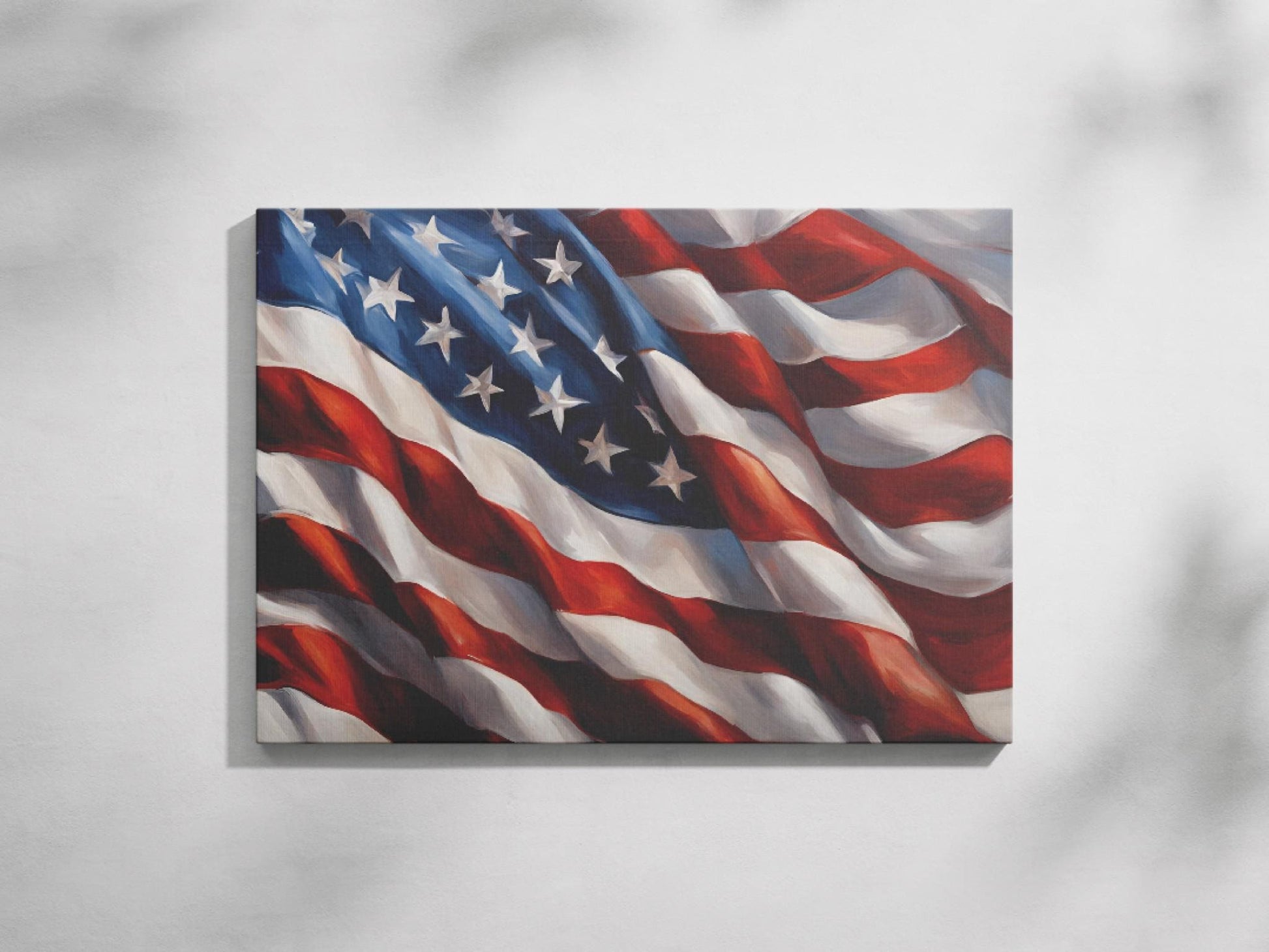 a painting of an american flag on a wall