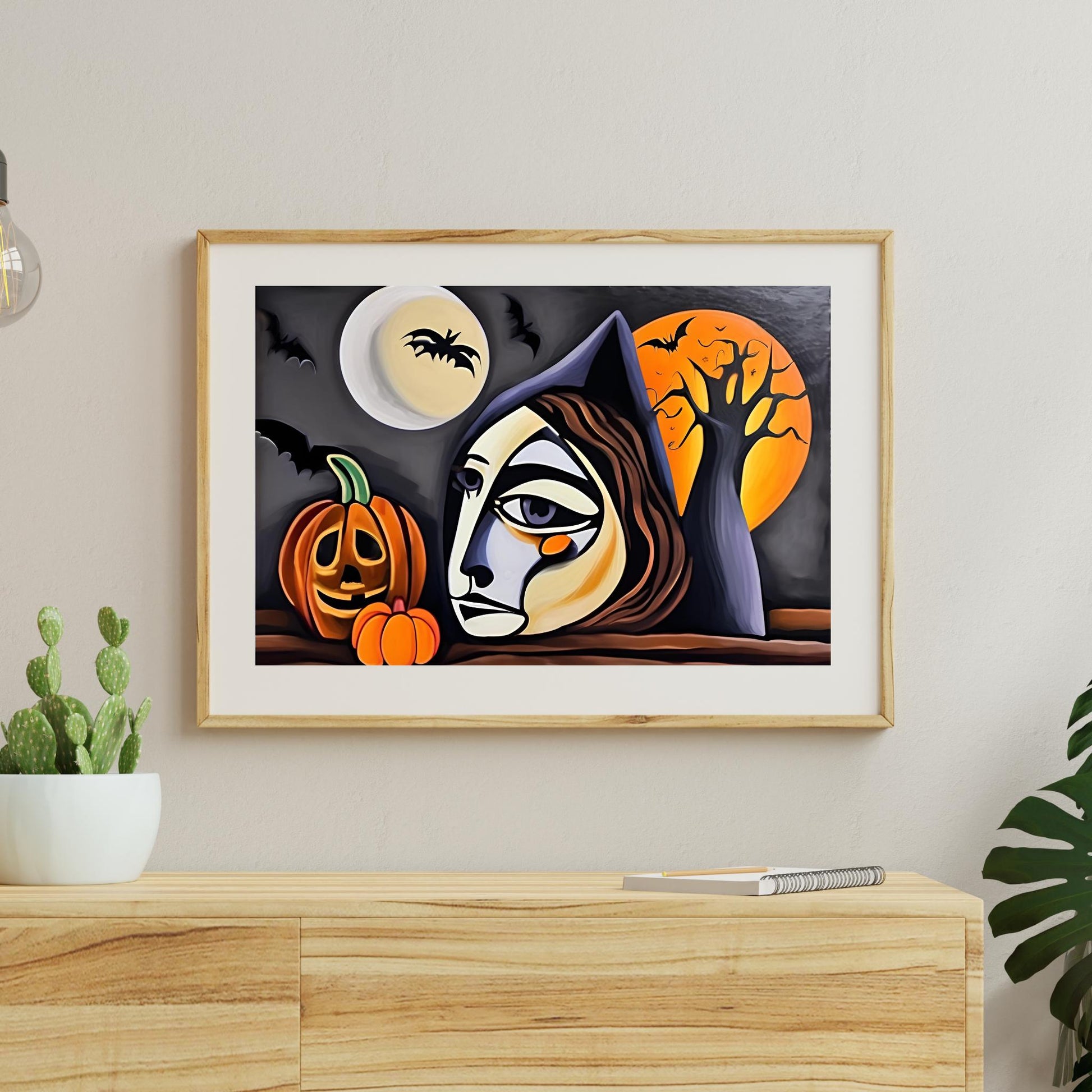 a painting of a woman with a pumpkin in her hand