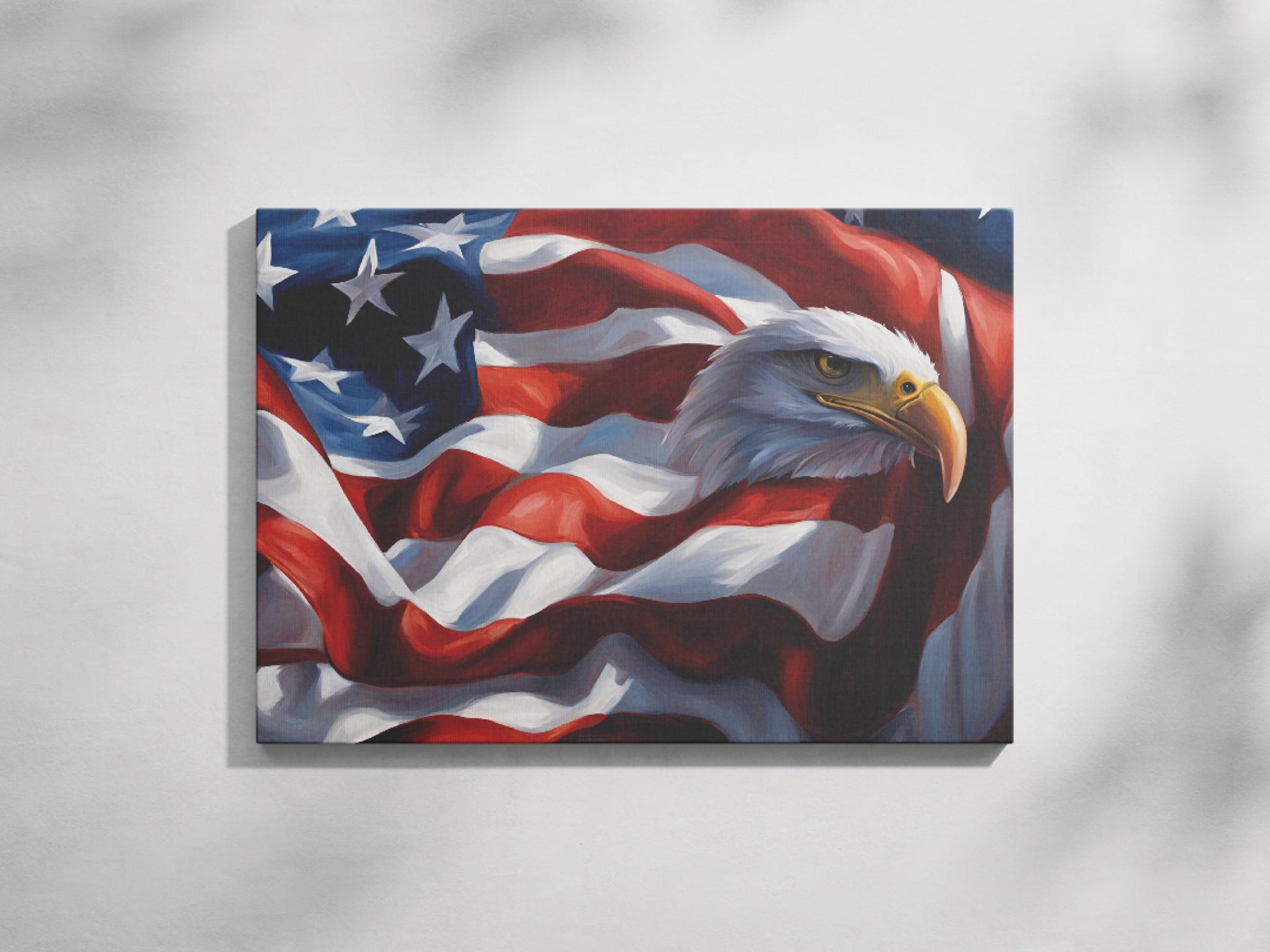 a painting of an eagle with an american flag